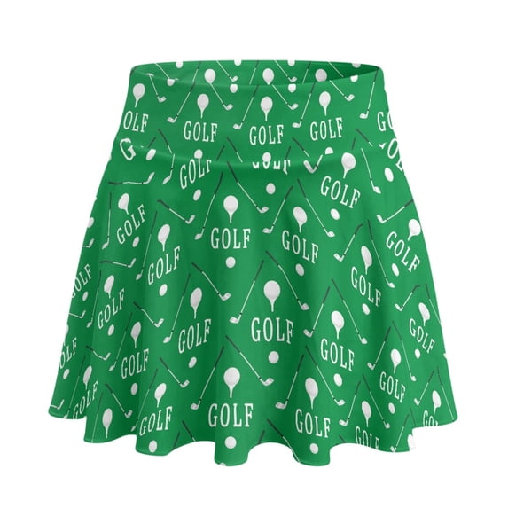 HELLHERO Golf Equipment Pattern Golf Skirts, Built-in Shorts High Waisted Tennis Skirt 2 Side Pockets Athletic Skorts for Yoga Hiking