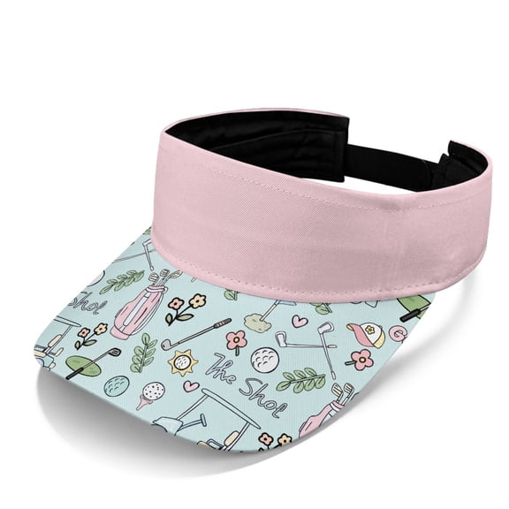 HELLHERO Golf Floral Doodle UV Protected Visor Cap for Running Summer, Adjustable Sun Protection Visor Hat