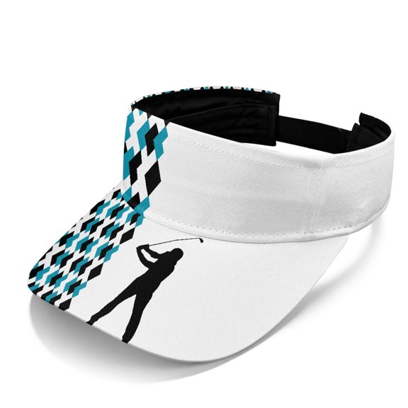 HELLHERO Golfer Geometric Pattern Sun Visor Cap, Adjustable Sun Visor Hat Polyester Fabric Lightweight UV Protection Sports Visor Hat for Tennis
