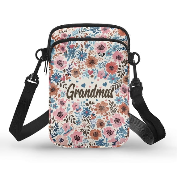 HELLHERO Grandmas Floral Pattern Adjustable Strap Crossbody Bags for Unisex, Casual Use