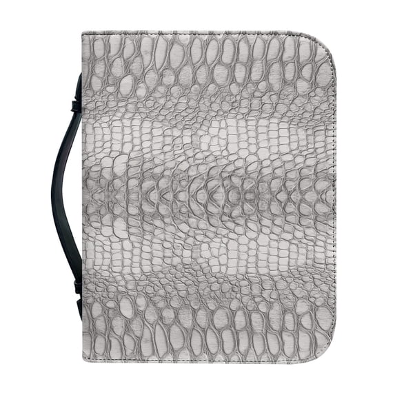 HELLHERO Gray Croc Bible Covers for Men, Zippered Pockets Church Bible Bag with Portable for Prayer Bible Study Christian Prayer Study