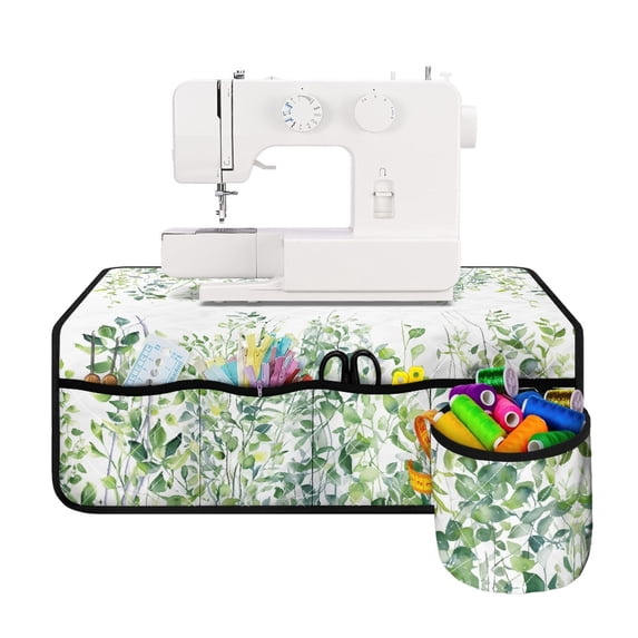 HELLHERO Green Botanical Leaves Fabric Polyester Sewing Machine Pad Beautiful & Practical Fusion Sewing Accessories for Travelling