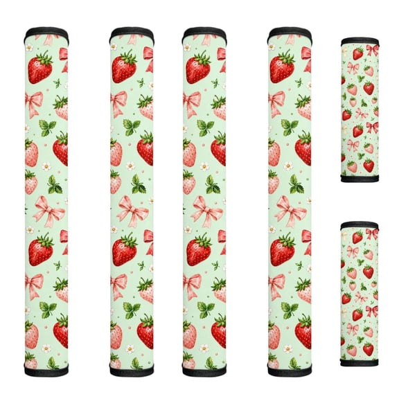 HELLHERO Green Bow Strawberry Refrigerator Door Handle Covers Set of 6 Refrigerator Handle Covers Non-Slip Handmade Kitchen Appliance Gloves,Anti-Stain & Anti-Scratch