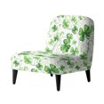 thumbnail image 1 of HELLHERO Green Clover Armless Accent Chair Cover, Stretch Elastic Bottom Comfortable Protector for Living Room Hotel, 1 of 8