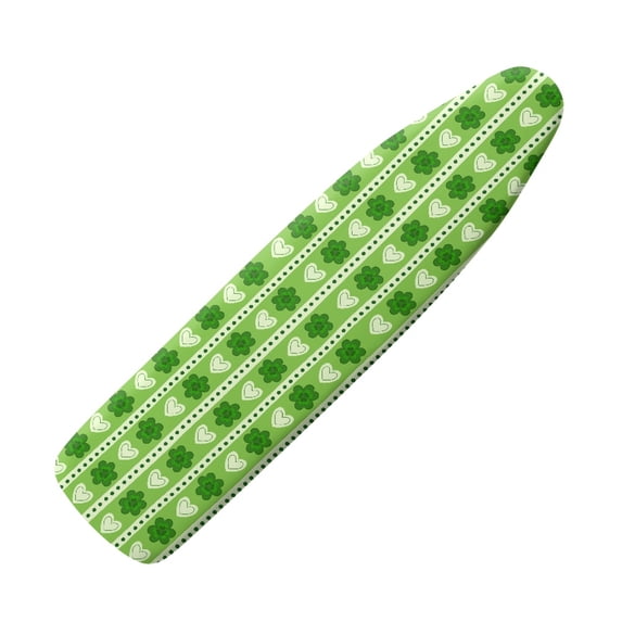 HELLHERO Green Clover Heart Stripe Ironing Board Cover 15"x54", Polyester Ironing Board Protector Cover with Elastic Edge, Non Slip Replacement for Home
