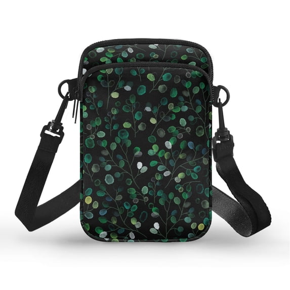 HELLHERO Green Dot Foliage Shoulder Purse for Women Double Deck Messenger Bag Polyester Lightweight