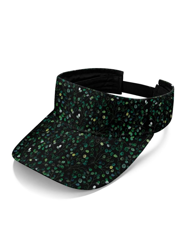 Green Dot Foliage Sports Visor Hat for Men, Polyester Fabric Breathable UV Blocking Open Top Visors for Tennis Beach Golf