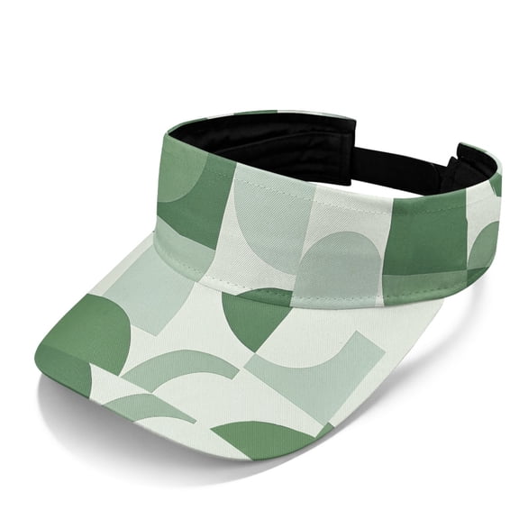 HELLHERO Green Geometric Print Sports Visor Hat, Adjustable Sun Visor Hat Polyester Fabric Adjustable Strap Lightweight Sun Visor Cap for Summer