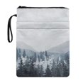 thumbnail image 1 of HELLHERO Grey Mountain Forest Zipper Book Sleeve 11.4"x8.7" Durable Polyester Book Protector Pouch with Front Pocket Portable Rope for Paperback Books, 1 of 8