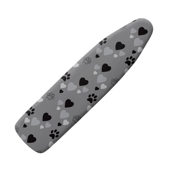 HELLHERO Grey Paw Print Hearts Ironing Board Cover Washable Replacement Accessories 3 Fasteners Iron Board Cover Non-Slip Christmas