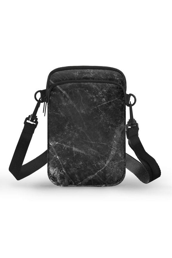 Grey Stone Texture with Zipper Women Shoulder Bag Polyester for Unisex