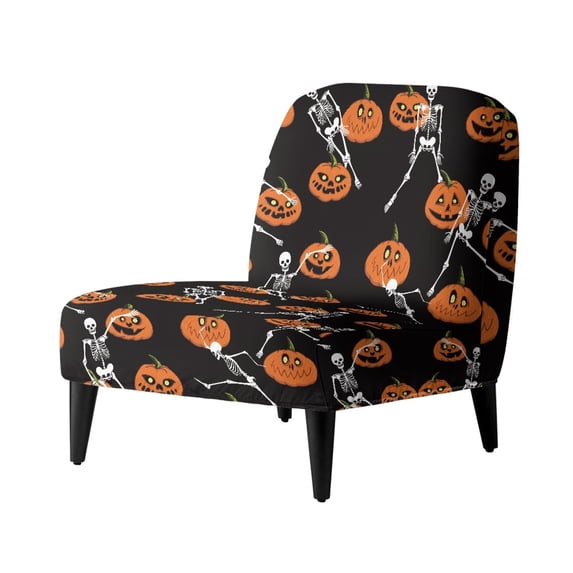 HELLHERO Halloween Armless Accent Chair Cover with Anti Scratch, Elastic Bottom Stain Protection Washable Slipcover for Living Room