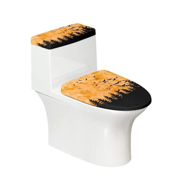 HELLHERO Halloween Pattern Design Bathroom Toilet Lid Cover Set Thankful Fall 2 Piece Set Washable and Reusable Adjustable Bathroom Seat Covers Stretch