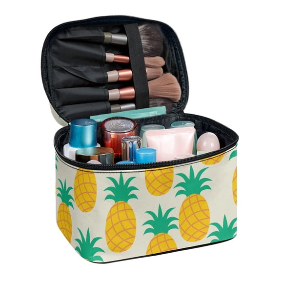 HELLHERO Handheld Portable Cosmetic Organizer Bags Portable Hanging Organizer Pineapple Pattern Portable Makeup Organizer Case Vanity Storage