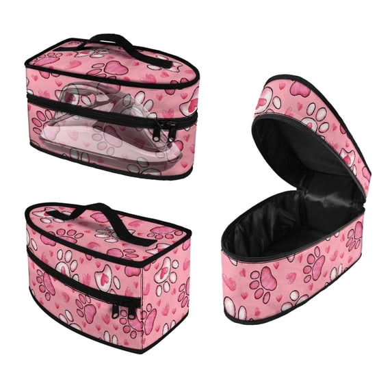 HELLHERO Handheld Steam Iron Storage Bag Lightweight Iron Accessories Portable Garment Steamer Case Heart-Shaped Paw Print Pattern Valentines Day, Case Only