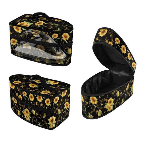 HELLHERO Handheld Travel Steamer Bag Most Iron Sunflowers & Music Notes Portable Steam Iron Case, Bag Only