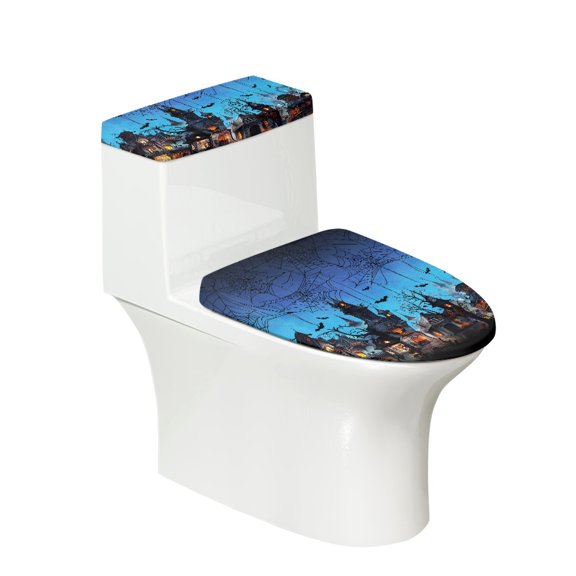 HELLHERO Happy Halloween Bathroom Toilet Cover Set of 2 Piece Set Fits All Toilet Shapes Toilet Lid Seat Cover Easy to Install Bathroom