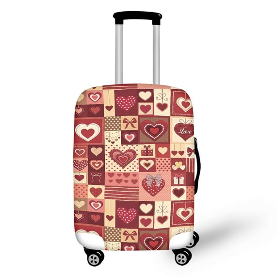 HELLHERO Heart Patchwork Pattern Bottom Zipper Baggage Covers Polyester Fabric Durable Luggage Cover Anti Pollution Suitcase Cover for Men