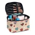thumbnail image 1 of HELLHERO Heart Pattern Portable Travel Cosmetic Case Organizer for Makeup Gifts for Women Men Handle Store and Organize Large Capacity Work Touch-Ups, 1 of 6