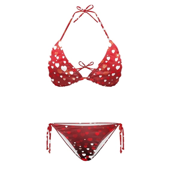 HELLHERO Heart Polka Dots Two Piece Bathing Suit Spandex Light Plus Size Design Bikini Set for Women for Ladies