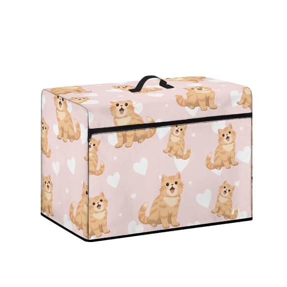 HELLHERO Heart-Shaped Cat Pattern Sewing Machine Carrying Cover with Storage Pocket and Carrying Handle Waterproof Material Home and Shop Sewing Equipment Storage