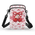 thumbnail image 1 of HELLHERO Heart-Shaped Cherry Pattern Adjustable Crossbody Bag with Double Zipper Shoulder Bag Trendy Polyester, 1 of 7