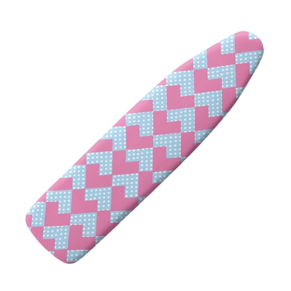 HELLHERO Heart-Shaped Geometric Pattern Ironing Board Protector Cover 15x54 Polyester Fabric with Stretch Elastic Fit One-Piece Cover for Home Laundry Room