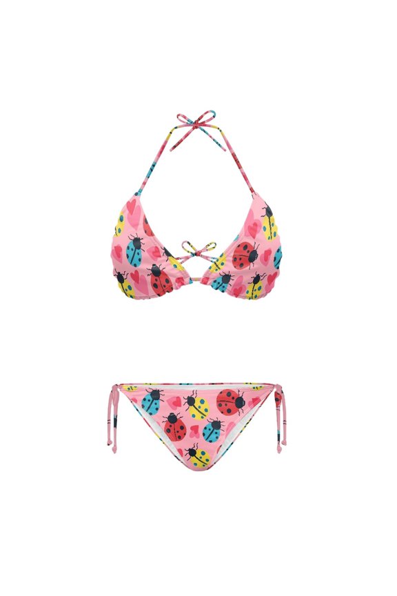 Heart-Shaped Ladybug Pattern Bikini Set Soft Fabric Sexy Plus Size Design Plus Size Swimsuit for Women