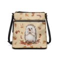 thumbnail image 1 of HELLHERO Hedgehog and Maple Leaf Pattern Durable Crossbody Bag for Travel Short Trips, Versatile Lightweight Ladies’ Leather Crossbody Shoulder Bag Stylish Shoulder Purse, 1 of 7