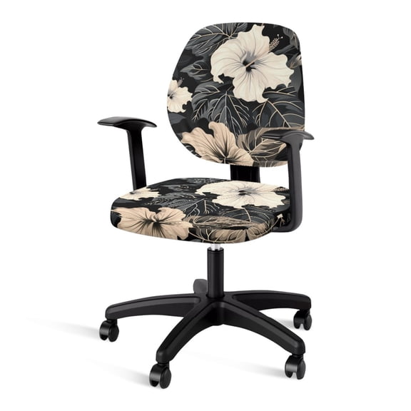 HELLHERO Hibiscus Print Computer Office Chair Cover, Protective Universal Rotating Chair Slipcover, Soft Office Chairs Back Cover