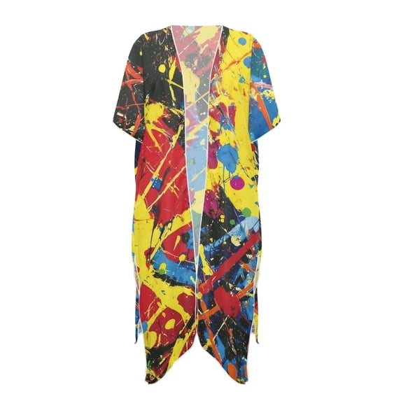 HELLHERO High Quality Fabrics Bathing Suit Cover Up for Beach Half Sleeve Breathable Colorful Splash