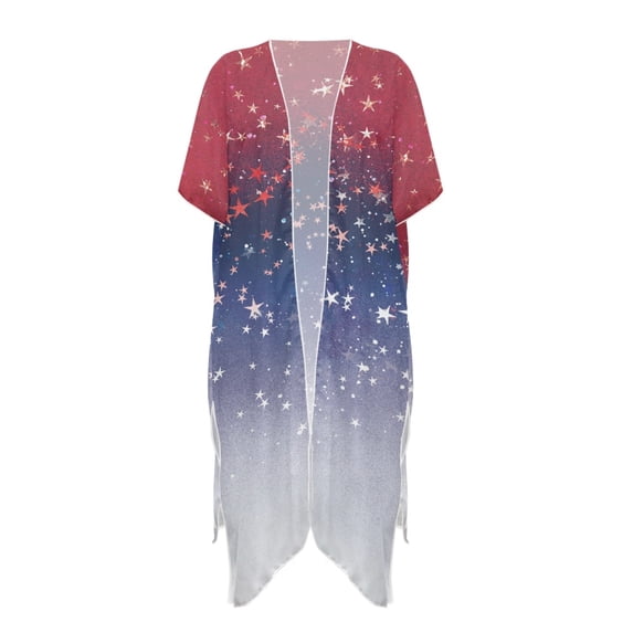 HELLHERO High Quality Fabrics Bathing Suit Cover Up for Beach Half Sleeve Free Size Long Kimono Swimsuit Cover Up Starry Gradient