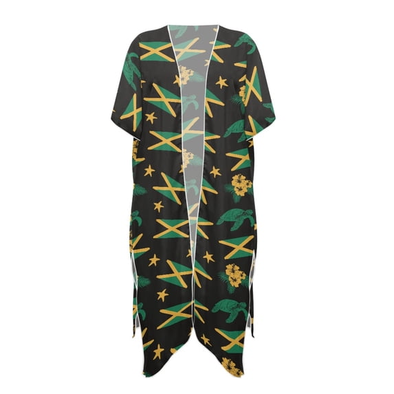 HELLHERO High Quality Fabrics Bathing Suit Cover Up for Beach Hand Feel and Drape Lightweight Jamaica Flag Pattern