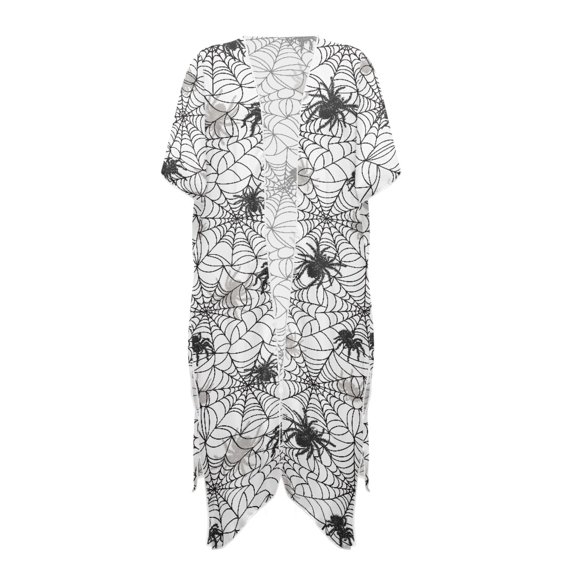 HELLHERO High Quality Fabrics Bathing Suit Cover Up for Beach Loose Free Size Long Kimono Swimsuit Cover Up Spider Spider web