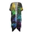thumbnail image 1 of HELLHERO High Quality Fabrics Bathing Suit Cover Up for Beach Short Sleeve Cardigan Colorful Smoke, 1 of 5