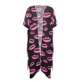 thumbnail image 1 of HELLHERO High Quality Fabrics Bathing Suit Cover Up for Beach Short Sleeve Cardigan Lip pattern Design, 1 of 6