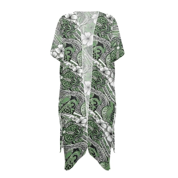HELLHERO High Quality Fabrics Bathing Suit Cover Up for Beach Vacation Vibe Lightweight Green Floral Pattern
