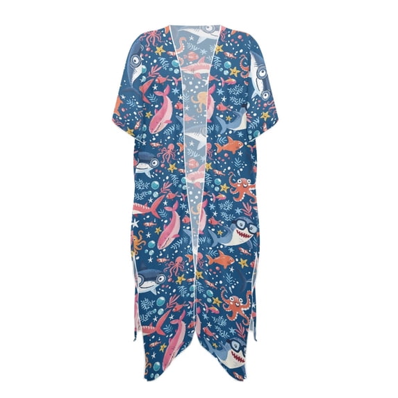 HELLHERO High Quality Fabrics Bathing Suit Cover Up for Summer Casual Flowy Ocean Sea Creatures Cover