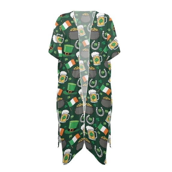 HELLHERO High Quality Fabrics Bathing Suit Cover Up for Summer Casual Loose Flowy Irish Symbols