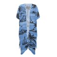 thumbnail image 1 of HELLHERO High Quality Fabrics Bathing Suit Cover Up for Summer Casual Loose Free Size Long Kimono Swimsuit Cover Up Sailboat Pattern Design, 1 of 6