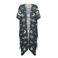 thumbnail image 1 of HELLHERO High Quality Fabrics Bathing Suit Cover Up for Summer Flowy Free Size Long Kimono Swimsuit Cover Up Cosmic Sun Moon Stars, 1 of 6