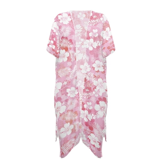 HELLHERO High Quality Fabrics Beach Cover Up for Resort Lightweight Casual Pink Floral Bloom