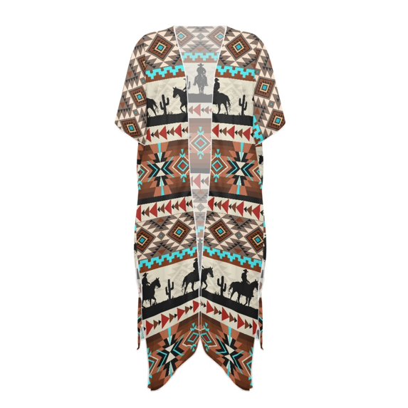 HELLHERO High Quality Fabrics Long Kimono Swimsuit Cover Up for Pool Lightweight Free Size Bathing Suit Cover Up Cowboy