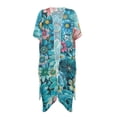 thumbnail image 1 of HELLHERO High Quality Fabrics Long Kimono Swimsuit Cover Up for Summer Breathable Lightweight Blue-green Flower, 1 of 6