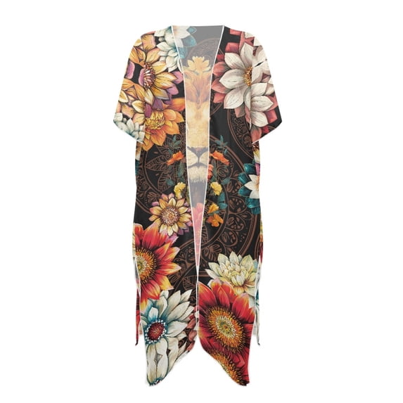 HELLHERO High Quality Fabrics Long Swimwear Cover up for Beach Quick Dry Free Size Bathing Suit Cover Up Floral Pattern