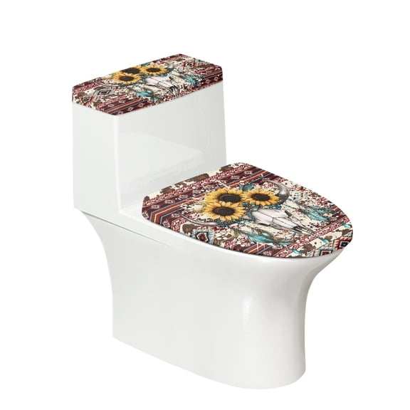 HELLHERO Holiday Toilet Seat Covers 2-Piece Comfortable and Practical for Bathroom Accessories, Stretch, Sheep's Head and Sunflowers