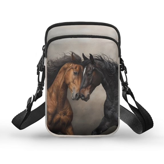 HELLHERO Horse Pattern Polyester Messenger Bag with Shoulder Strap Travel, Outdoor and Daily Use Leakproof