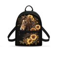 thumbnail image 1 of HELLHERO Horse Sunflower Pattern Travel Shoulder Bags Zipper Closure Daypack for Hiking Outdoor, Polyester Zipper Compartment Small Backpack, 1 of 8