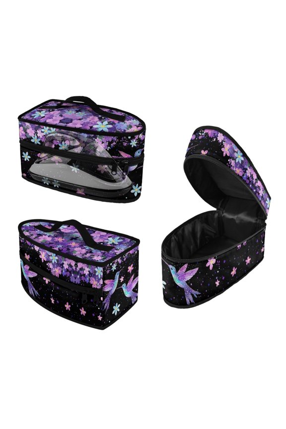 Hummingbird Floral Pattern Iron Carry Bag Travel Case Portable Iron Case, Case Only