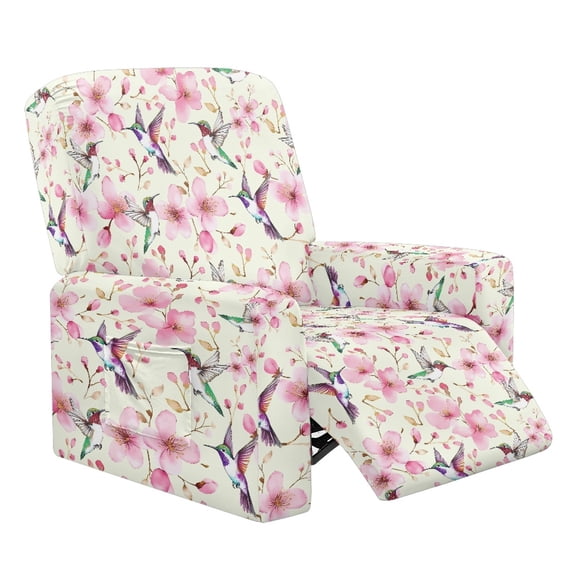 HELLHERO Hummingbird Flower Print Recliner Slipcover-Stretch Soft Slip Reclining Chair Slipcovers Lift Chair Covers for Electric Recliner Power Lift, Easy to Install